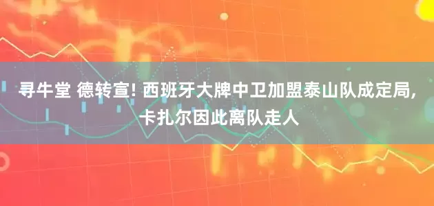 寻牛堂 德转宣! 西班牙大牌中卫加盟泰山队成定局, 卡扎尔因此离队走人